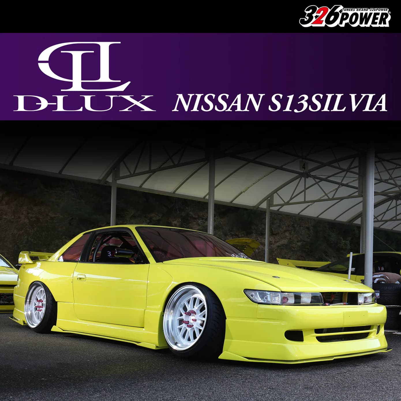 326power S13 RPS13 180SX フロントナックル　ハブ付き 326 POWER D-LUX 3P AERO SET (FRP) FOR NISSAN SILVIA (S13) COUPE