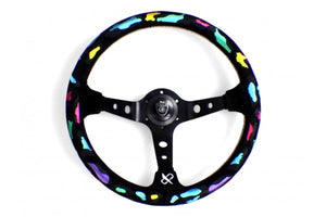 VERTEX LEOPARD STEERING WHEEL-SUEDE 350MM x 90MM DEEP