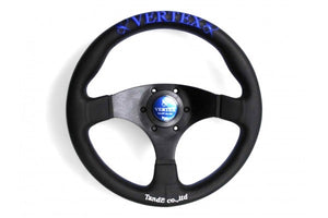 VERTEX FLAT STEERING WHEEL-BLUE LEATHER 325MM