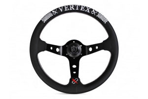 VERTEX CHECKER STEERING WHEEL-PERFORATED LEATHER 330MM x 90MM DEEP
