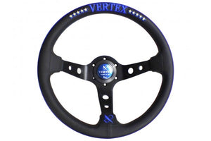 VERTEX 10 STAR STEERING WHEEL-BLUE PERFORATED LEATHER 330MM x 90MM DEEP