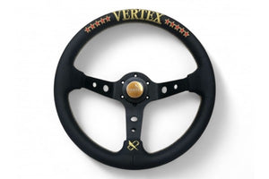 VERTEX 10 STAR STEERING WHEEL-GOLD PERFORATED LEATHER 330MM x 90MM DEEP
