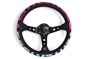 VERTEX 1996 STEERING WHEEL- PINK PERFORATED LEATHER 330MM x 90MM DEEP