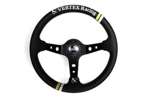 VERTEX RACING STEERING WHEEL-LEATHER 330MM x 90MM DEEP