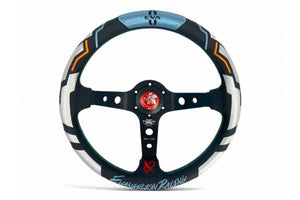 VERTEX x EVANGELION RACING STEERING WHEEL VER.4 REIAYANAMI MODEL-LEATHER 330MM x 90MM DEEP (LIMITED EDITION W/ SERIAL NUMBER)