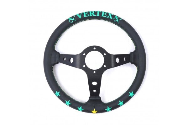 VERTEX 7 STAR STEERING WHEEL-BLUE/MINT LEATHER 330MM x 90MM DEEP